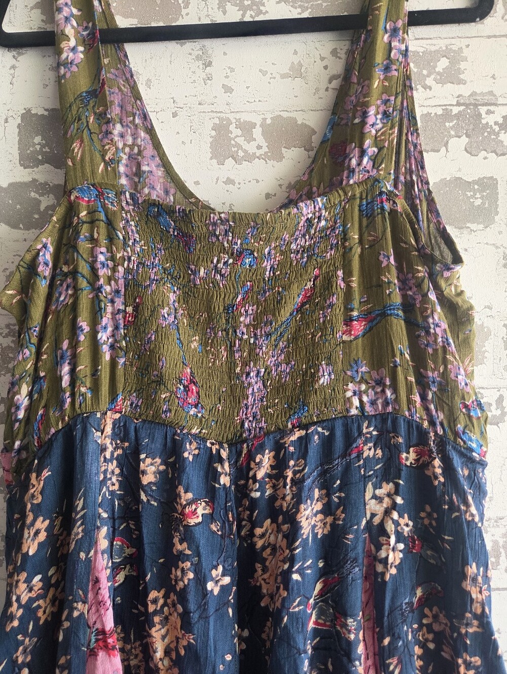The Pyramid Collection Boho Patchwork Floral Bird Midi Dress Sleeveless XL - Picture 6 of 11